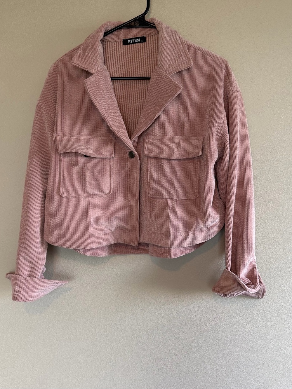 Blush Pink Corduroy Boxy Jacket